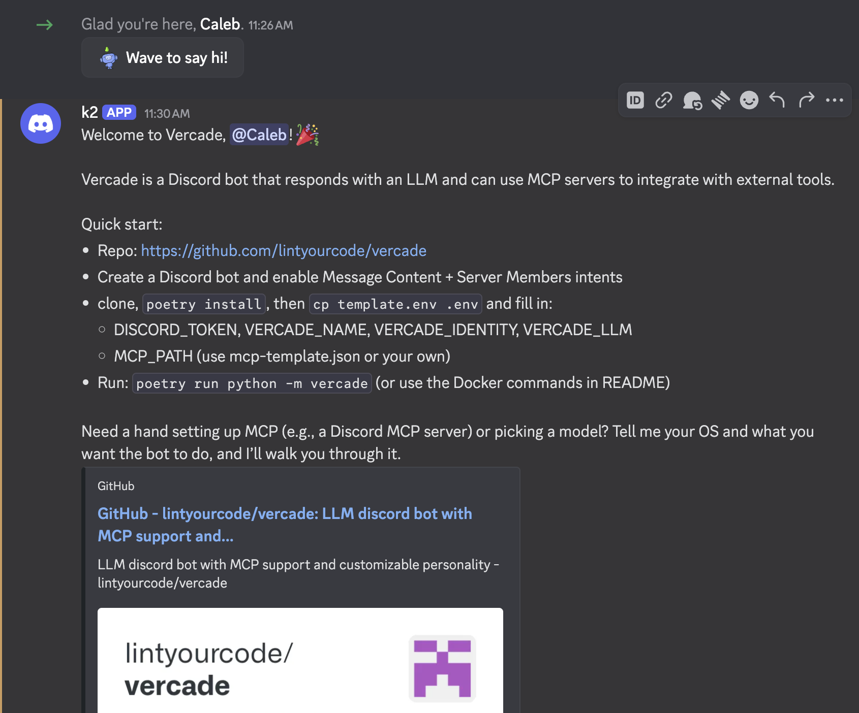 Vercade Discord assistant