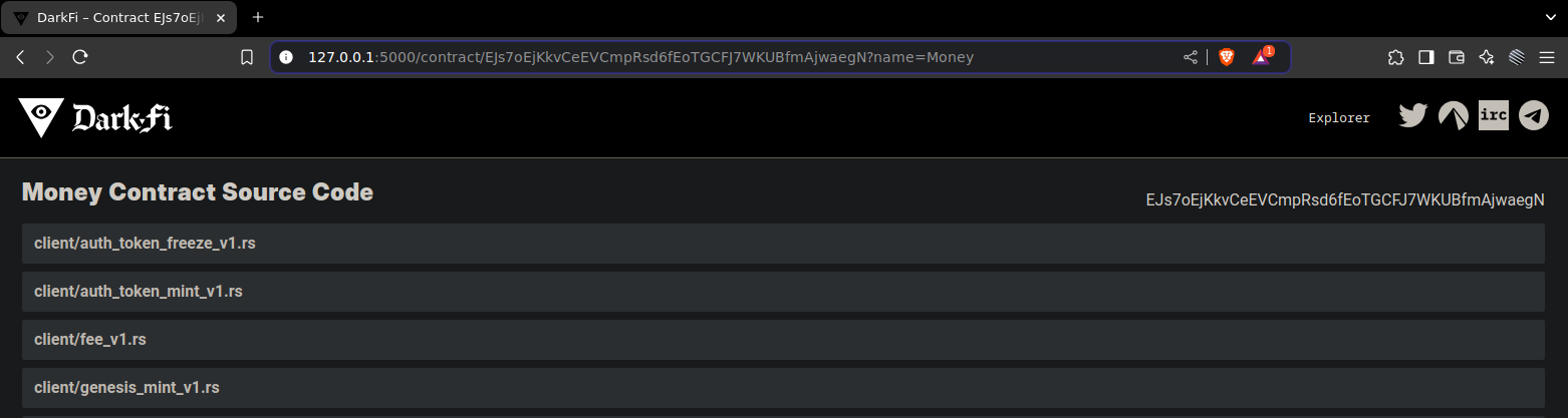 DarkFi Explorer Native Contract Source Code List